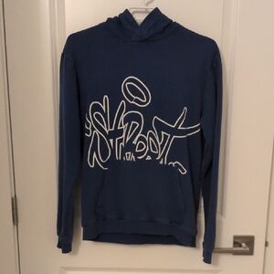 H&M Blue Hoodie with White Graphic
